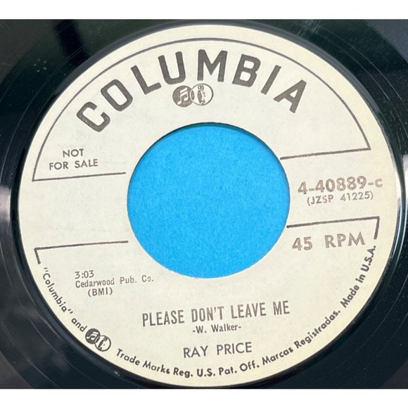 Ray Price Please Don't Leave Me / I'll Be There 45 Country Promo Columbia 40889 - Picture 1 of 4